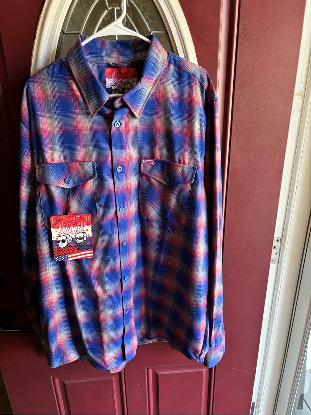 DIXXON Blue and Red Plaid Button-Down Shirt